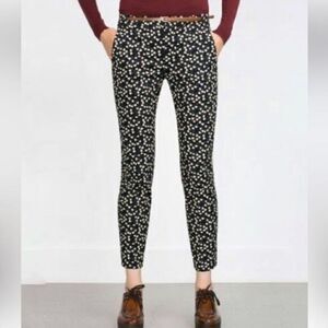 Zara Floral Print Black White Ankle Pants